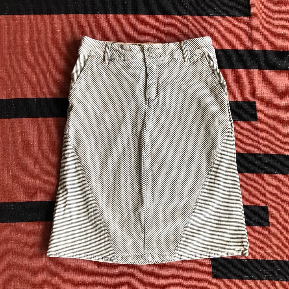 Pilcro and the Letterpress pinstripe denim skirt